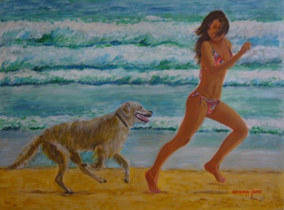 Jogging in riva al mare [2015] - Acrilico su tela Gallery (80 x 60 cm)